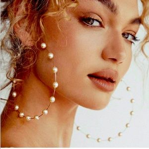 New unique hoops earrings with pearls